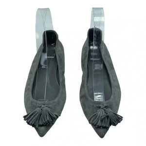J. Crew Lottie tassel grey suede pointed toe ballet flats balletcore size 6.5